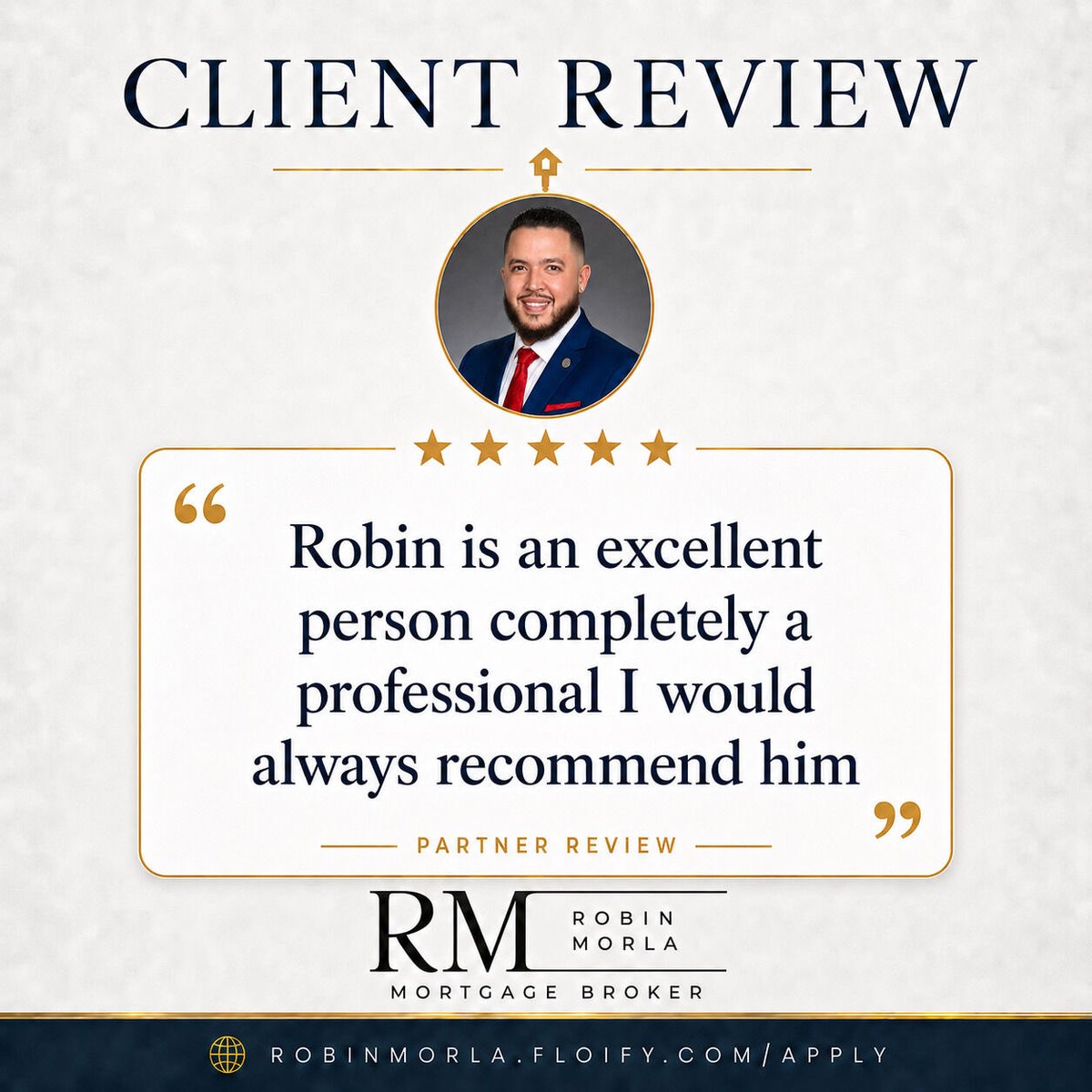 RobinMorla's tweet photo. Reviews like this mean so much because my goal is always to make the process feel clear, smooth, and professional from start to finish.

It’s always an honor to help and be part of such an important milestone.

#ClientReview #MortgageBroker #RobinMorlaMortgage #Grateful https://t.co/Z6XaWvUFIP