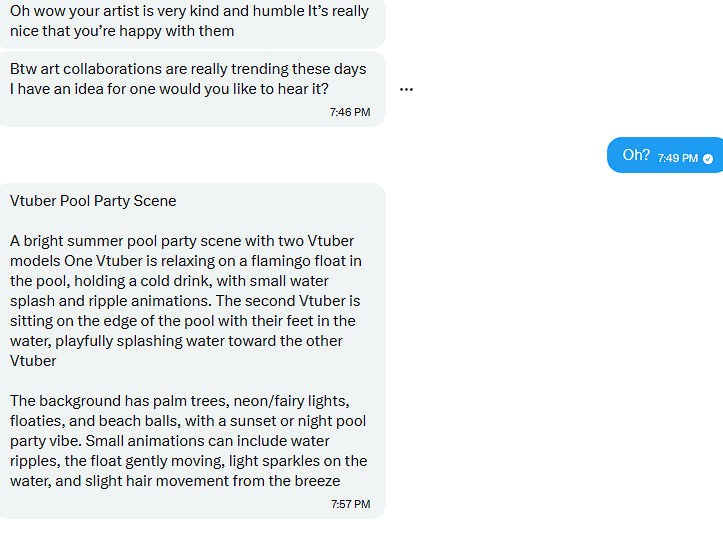 StarscallVT's tweet photo. @xaiahminami Ah, yeah, I've had one of those recently. Not the full convo, just parts of it.
I felt so, so gullible at the end of it. https://t.co/EXbEOHEXS5