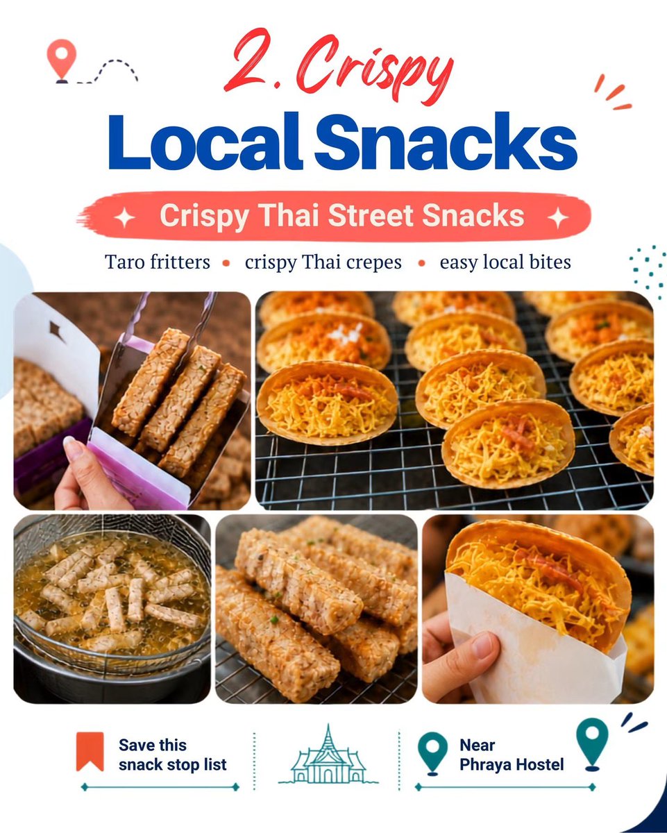 Lomwongman's tweet photo. One of the best parts of staying in Old Town Bangkok?
The food is everywhere. 🍢🍜

Around Phraya Hostel, you’ll find local street food, Thai snacks, noodles, cafés, desserts, and easy spots to grab something delicious before or after exploring the city.

Come hungry. Stay cozy. Explore Bangkok one bite at a time.

📍 Phraya Hostel · Old Town Bangkok
Book direct 👉 https://t.co/V1xTPAFxml

#PhrayaHostel #BangkokHostel #BangkokFoodGuide #StreetFoodBangkok #OldTownBangkok #HostelLife #SoloTravel #Thailand #Bangkok
