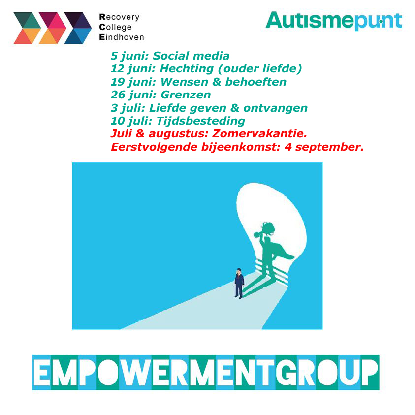 autismepunt's tweet photo. 3 juli: Liefde geven &amp; ontvangen
Het doel van de empowermentgroep is om samen te werken aan herstel door het delen van ervaringen, eigen kracht (her)ontdekken, herkenning en steun bij elkaar vinden.
Meer info: https://t.co/xCi3ZPHiOa
Gratis. Elke vrijdag van 12-14 https://t.co/GdEAYc9t8E