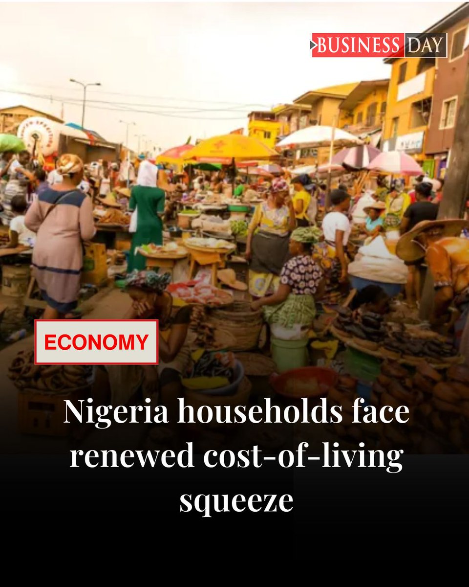 BusinessDayNg's tweet photo. Nigeria's households are cutting spending again as inflation pressure returns, with soaring food, rental, and transportation costs driving the squeeze.

Mary Chukwu, a secondary school teacher in Ketu – Lagos, now spends nearly her entire monthly salary commuting to work from Adamo in Ikorodu to Ketu. Higher rental costs had pushed her to move from residing in Ketu to Adamo in February...

Read more: https://t.co/lgSKgYOiGn