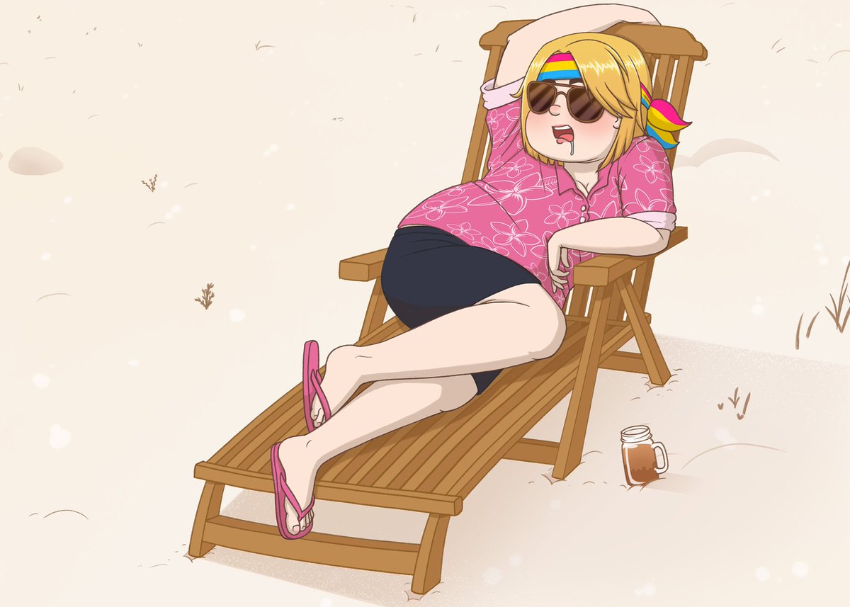 DenimateStudio's tweet photo. @MissLalaVT Heya Lala! 

I could never decide definitively what I wanted my model to be, so I made myself and put myself in my favourite place. 

After a long day, all I want is to relax by the water with a drink, play some video games, and to just chill⛱️ https://t.co/1EsjH8OeVZ