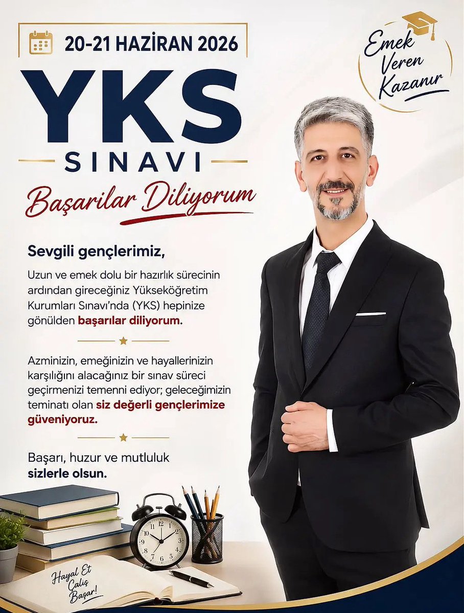 AlpayZulkuf's tweet photo. Sevgili gençlerimiz,

Uzun ve emek dolu bir hazırlık sürecinin ardından gireceğiniz Yükseköğretim Kurumları Sınavı’nda (YKS) hepinize gönülden başarılar diliyorum.

Azminizin, emeğinizin ve hayallerinizin karşılığını alacağınız bir sınav süreci geçirmenizi temenni ediyor; geleceğimizin teminatı olan siz değerli gençlerimize güveniyoruz.

Başarı, huzur ve mutluluk sizlerle olsun.