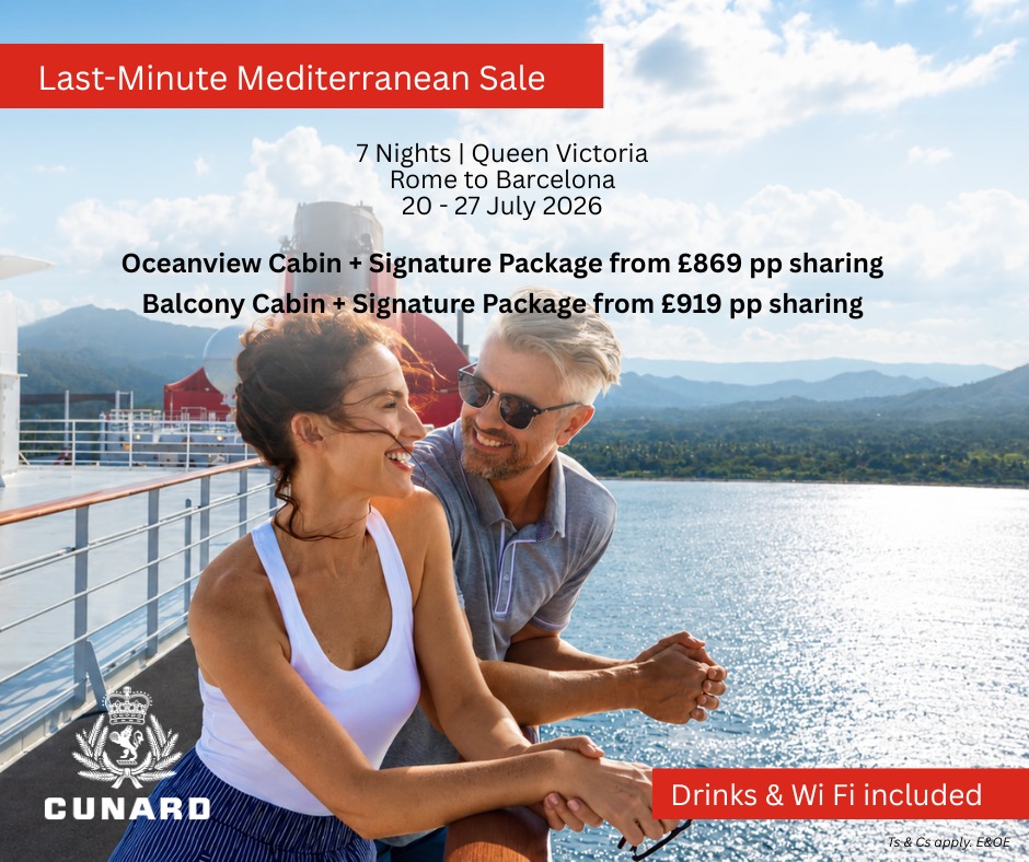 PurposeToursKE's tweet photo. LAST-MINUTE MEDITERRANEAN SALE
Dreaming of a Mediterranean escape? Now is your chance! Sail aboard the elegant Queen Victoria on a spectacular 7-night voyage from Rome to Barcelona and experience breathtaking coastal views, world-class dining, entertainment, and relaxation at sea https://t.co/cctlII3mPc
