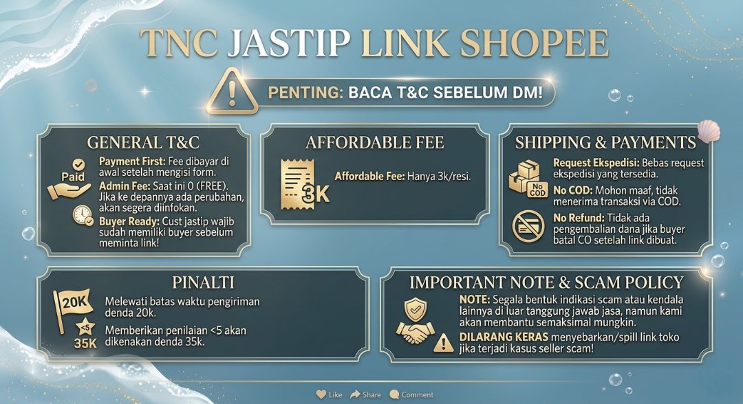 levejenn's tweet photo. ✨ ONE-STOP SHOP ✨

🫧Open Jasa Promosi &amp; Jastip Link Shopee🫧

⚠️Mohon baca T&amp;C sebelum DM!
​📩Klik link di bio atau langsung DM untuk order! ✨Admin 11%
​✅ Amanah &amp; Privasi Aman
#WTSKpop #zonauang ​#JastipMurah 
proof cek dibawah https://t.co/OngIKiINpy