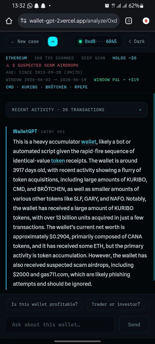 WalletGPT_'s tweet photo. Reviews so far on WALLETGPT🔥🔥🦾 https://t.co/9U6NDox89w
