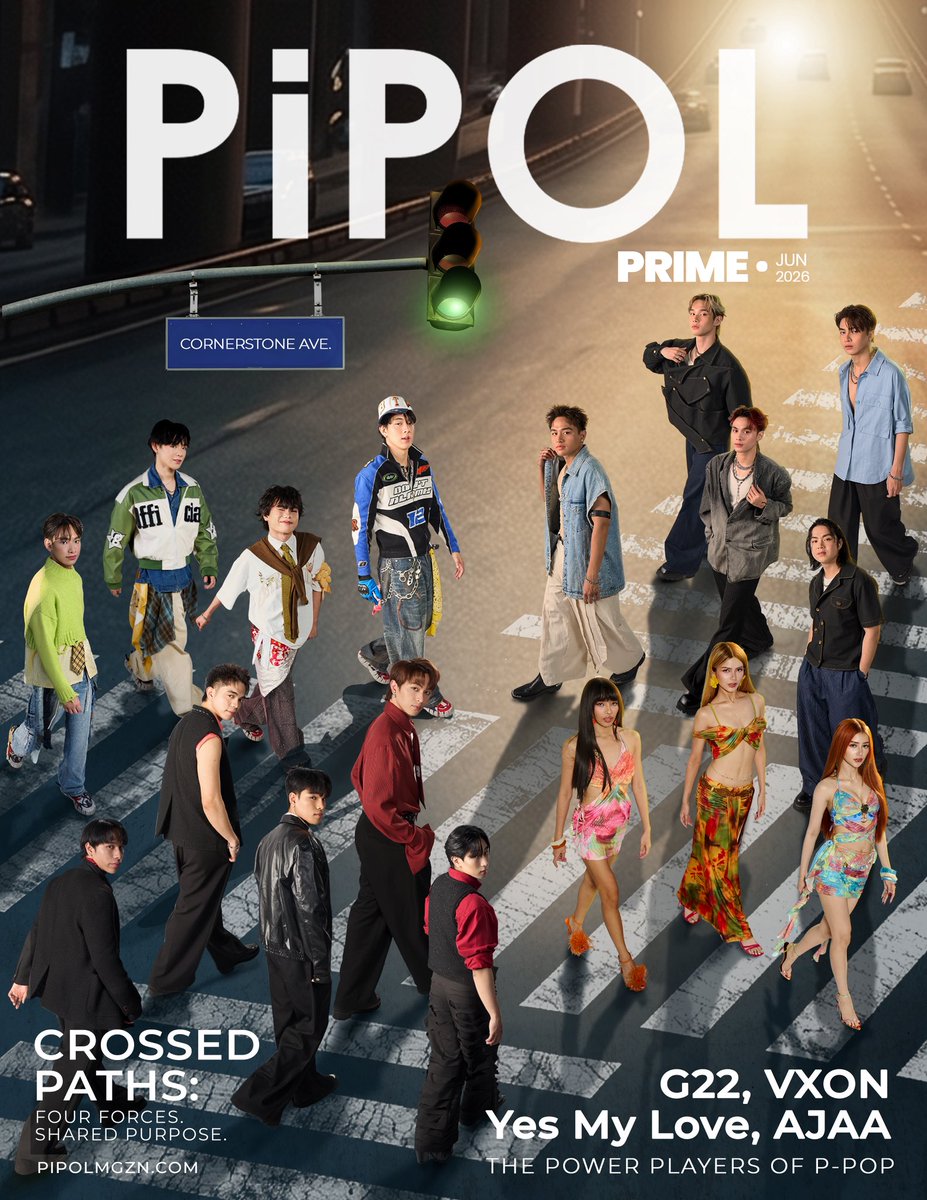 pipolmgzn's tweet photo. For the first time, Cornerstone’s powerhouse P-Pop groups, @G22Official , @vxonofficial , @143yesmylove , and @AJAAofc , share one powerful cover. Different stories brought them here, but a shared passion for music keeps them moving forward. 

As their paths cross in this landmark cover, they all embody the ambition, authenticity, and evolution fueling P-Pop’s rise.

Get to know more about them and their journey in the PIPOL Prime June 2026 Issue through the link below:

https://t.co/rVxeTrnyLd

#PIPOLmgZn #PIPOLPrimeCornerstonePPop #G22 #VXON #AJAA #YML