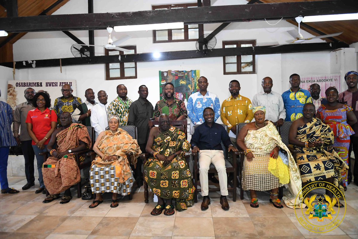 KMAkandoh's tweet photo. As part of my ongoing Central Regional tour on the #FreePrimaryHealthCare, I paid a courtesy call on Osabarimaba Kwesi Atta II, the Omanhene of the Oguaa Traditional Area. https://t.co/wrGmGKhe5G