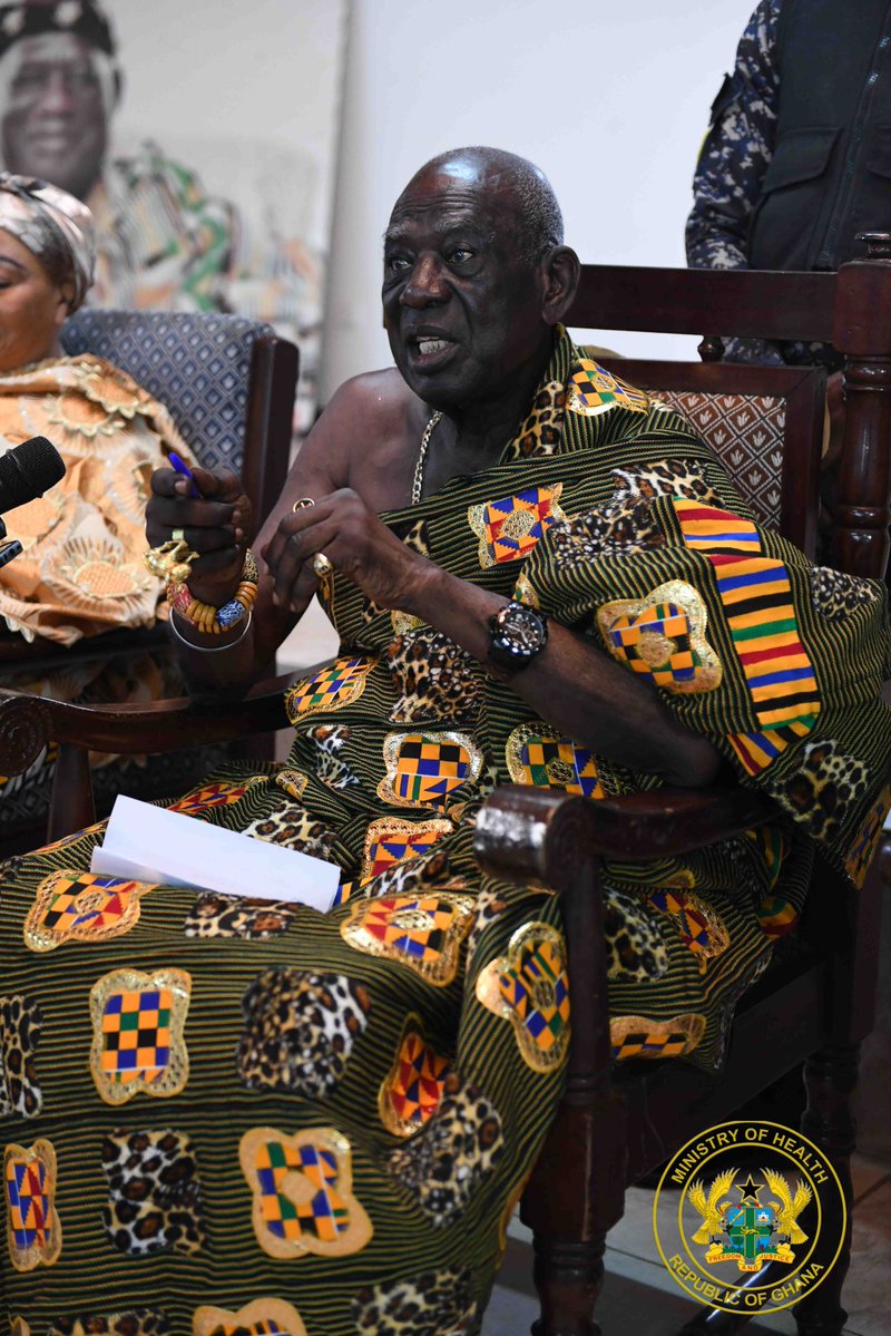 KMAkandoh's tweet photo. As part of my ongoing Central Regional tour on the #FreePrimaryHealthCare, I paid a courtesy call on Osabarimaba Kwesi Atta II, the Omanhene of the Oguaa Traditional Area. https://t.co/wrGmGKhe5G