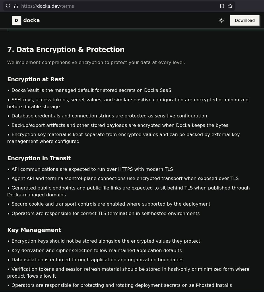 docka_dev's tweet photo. Hello !!!

We  are frequently asked how we guarantee that all sensitive customer data  remains encrypted at rest, effectively mitigating any risk of data  exfiltration. 

The underlying answer is far more intricate than commonly  perceived; however, our Terms of Service (ToS) meticulously detail the  end-to-end encryption lifecycle and the architectural controls applied  across both the data and control planes. 

From envelope encryption utilizing AES-256 and securely managed Key Management Service (KMS)  rotations, to strictly enforced IAM policies and immutable audit trails,  the document thoroughly explains how we maintain a robust zero-trust  security posture, ensuring client data confidentiality throughout the  entire storage stack.

More details: https://t.co/pvCED0mHPw