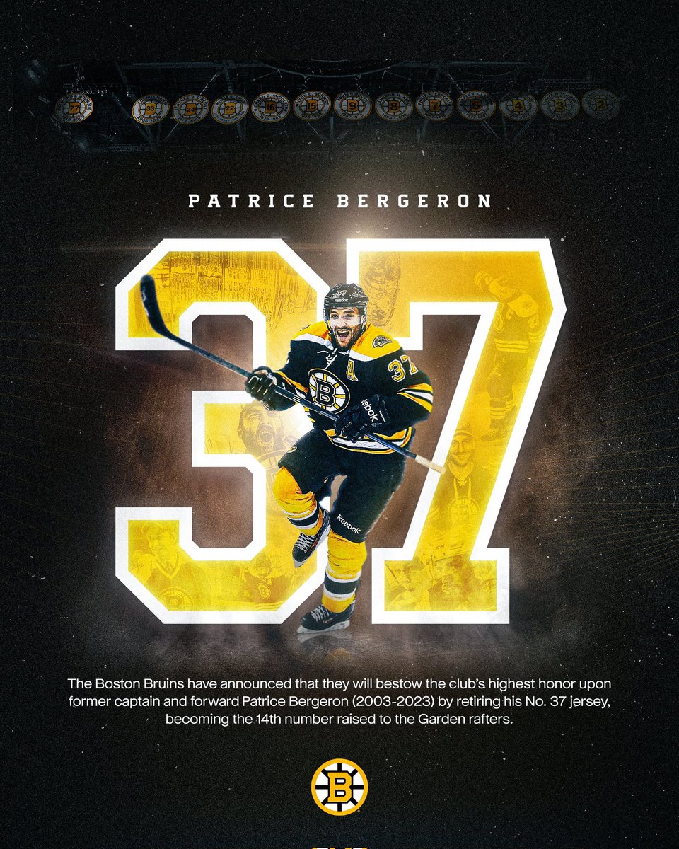 NHLcat's tweet photo. Els @NHLBruins 🐻 retiraran el dorsal n°37 de Patrice Bergeron. #NHLBruins https://t.co/L2VgmMNiIn