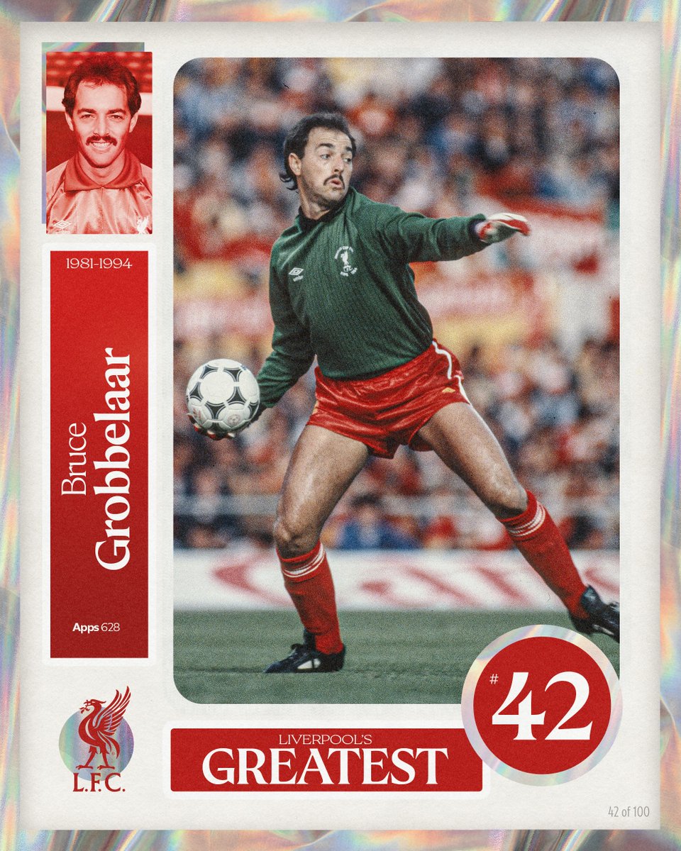 LFC's tweet photo. Liverpool's Greatest - No.42: Bruce Grobbelaar 🧤