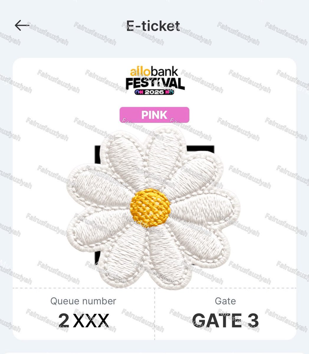 fairusfauziyah's tweet photo. WTS 1 tiket Allobank Festival 2026

🩷 PINK
#️⃣ QN 2xxx
💰 Sesuai web but negotiable

COD venue with dp kecil 

❗️Mention after DM
wtt wtb cortis allo https://t.co/KDVfNigAoV