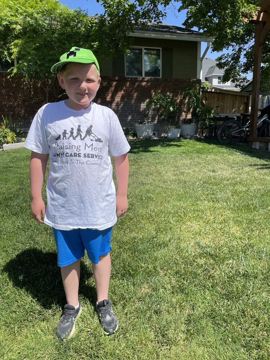 iamrodneysmith's tweet photo. Ammon of Pocatello, ID who is taking part in our 50 yard  challenge has submitted his 10th lawn. It was for a hero , a first responder . He now moves to his orange shirt . https://t.co/FiC94Izc8P