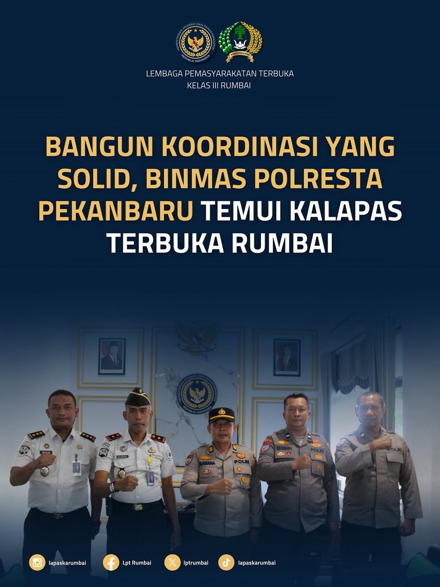lptrumbai's tweet photo. Bangun Koordinasi yang Solid, Binmas Polresta Pekanbaru Temui Kalapas Terbuka Rumbai https://t.co/4uV6wekXtv