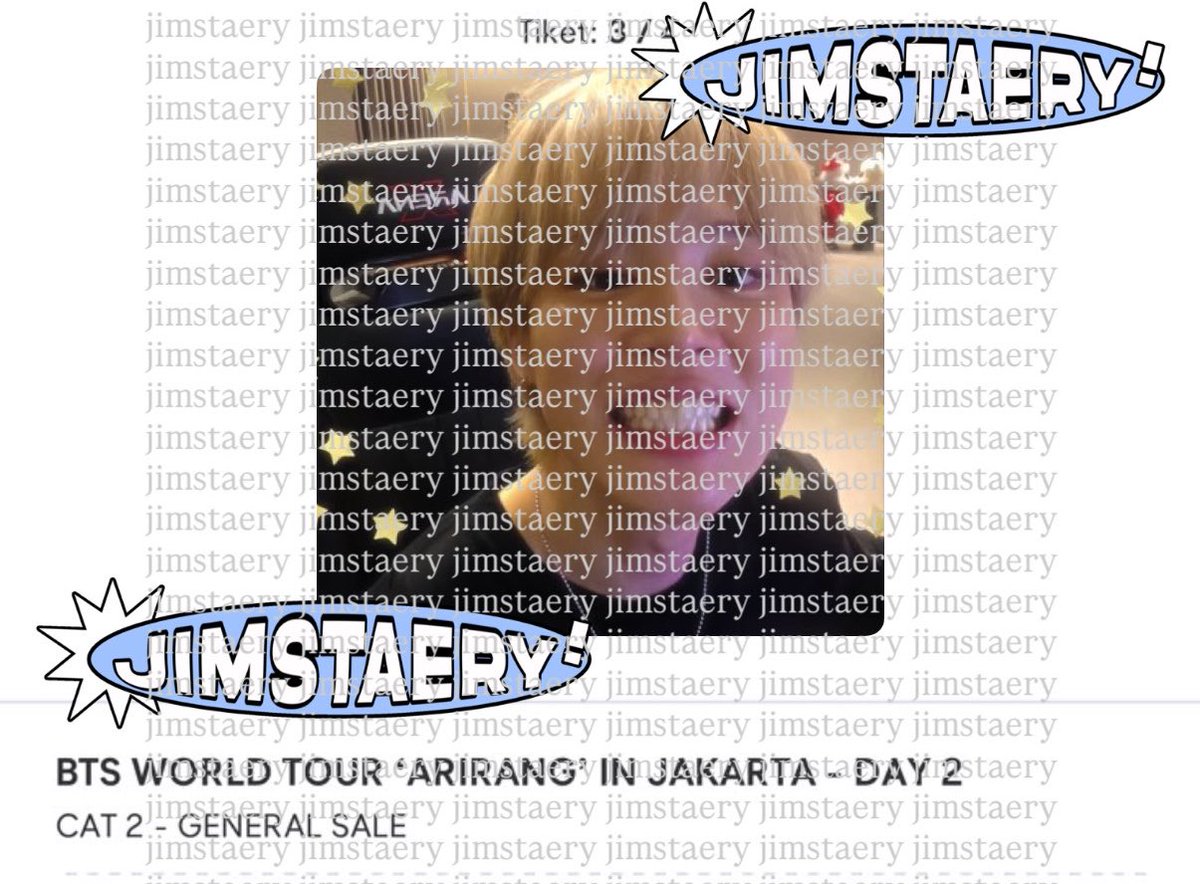 jimstaery's tweet photo. ALL DAY SECURED, SEE U BTS IN JKT! sooo grateful after 10 years loving them, finally🥹💜💜 https://t.co/JIlB21tgPk