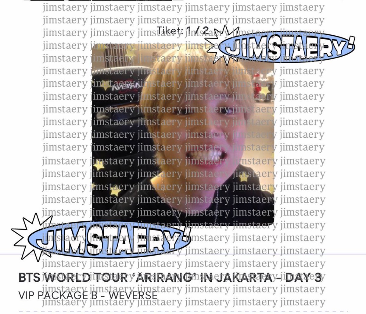 jimstaery's tweet photo. ALL DAY SECURED, SEE U BTS IN JKT! sooo grateful after 10 years loving them, finally🥹💜💜 https://t.co/JIlB21tgPk