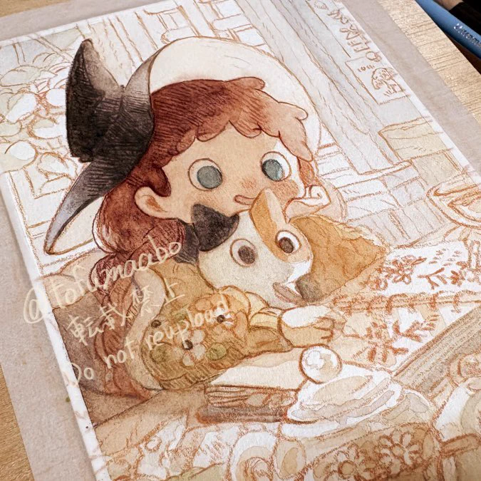 原画展に出す絵の試し塗り もうちょっと理想的な色作れるようになりたいな〜〜〜