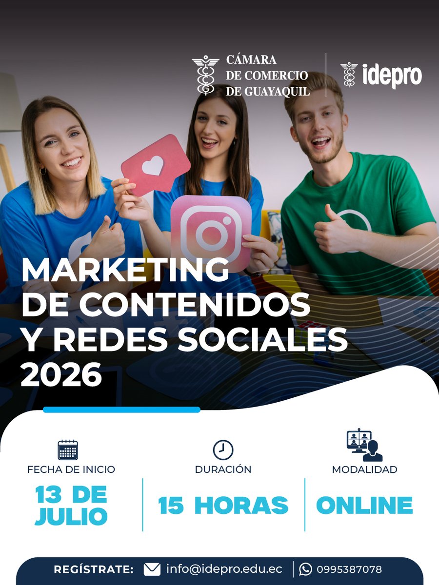 ideproCCG's tweet photo. 🚀 Llegó el momento de hacer crecer tu marca digital.

Aprende a estructurar un plan de contenidos estratégico y efectivo en el programa Marketing de Contenidos y Redes Sociales 2026. 

📅 Inicio: 13 de julio
⏳ 15 horas | 100% Online

Link para más inf: https://t.co/w4cRENkDst https://t.co/SlDDhtKgNN