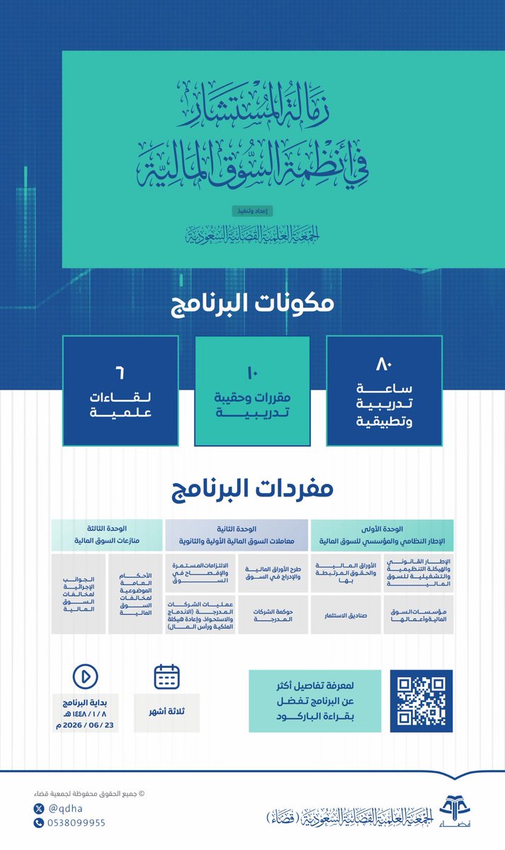 KhaledAlyosif's tweet photo. للمهتمين بأنظمة #السوق_المالية 
برنامج جميل من الجمعية العلمية القضائية لتأهيل متخصصين في الأنظمة ذات الصلة

للاطلاع على الدليل التعريفي للبرنامج:
https://t.co/lgAuF6EjuE https://t.co/goqy1xUF14