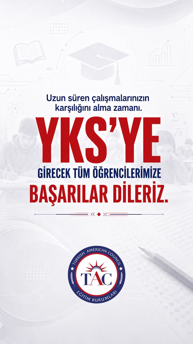 tacdilofficial's tweet photo. Tüm YKS adaylarına zihin açıklığı, kolaylık ve başarılar diliyoruz. 🍀

🌐 https://t.co/sfLIlmRJUo
📞 0850 80 80 453

#YKSBaşarılar #BaşarınıTaçlandır #TAC https://t.co/WgU6bh3nFx