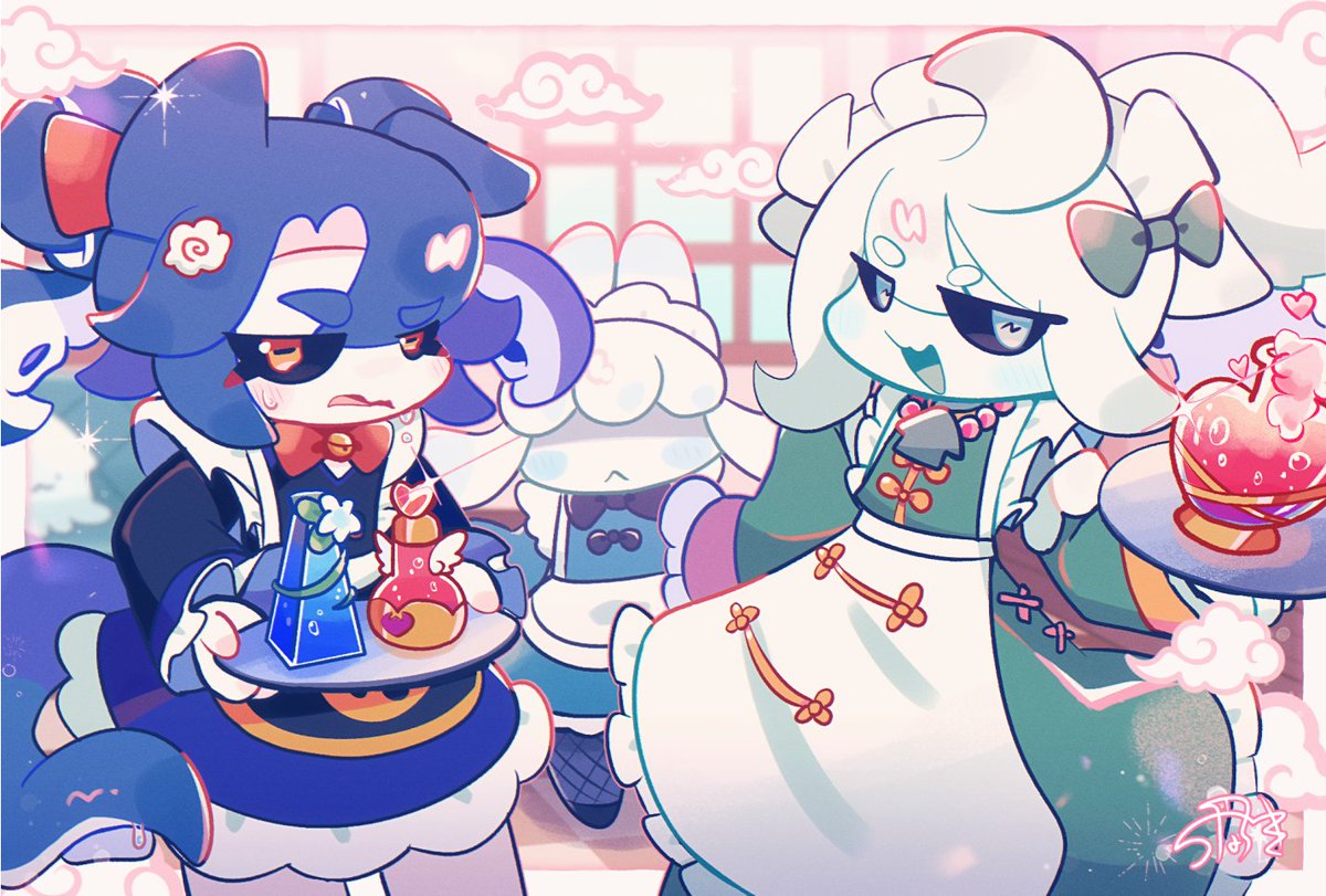 tunatiki11's tweet photo. 💙フリフリメイド軟体トリオ💙 https://t.co/4atM2wmeKk