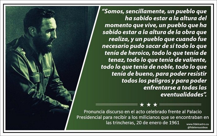Alberto96801675's tweet photo. "Si el enemigo es poderoso en sus recursos, en su agresión, en su maldad, nosotros tenemos que ser más poderosos que él en nuestra dignidad, en nuestra fortaleza, en nuestra convicción, en nuestra fe, en nuestro valor".
#100AñosConFidel #SinPerderUnDía @DiazCanelB @JHGcasanova https://t.co/Y8WQz0geom