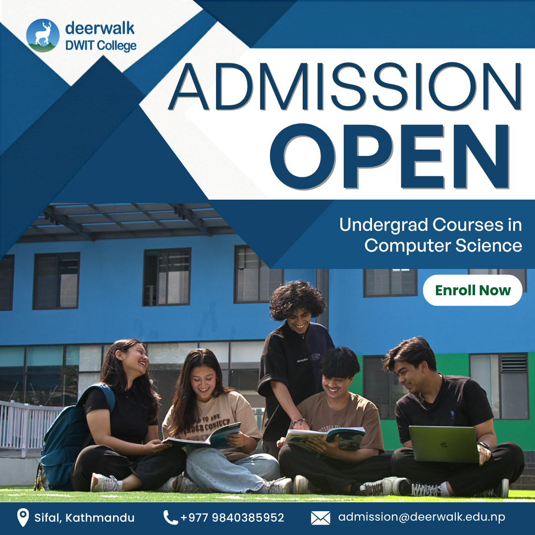 deerwalkcollege's tweet photo. 𝗔𝗱𝗺𝗶𝘀𝘀𝗶𝗼𝗻𝘀 𝗢𝗽𝗲𝗻 𝗳𝗼𝗿 𝘁𝗵𝗲 𝗕𝗮𝗰𝗵𝗲𝗹𝗼𝗿'𝘀 𝗶𝗻 𝗖𝗼𝗺𝗽𝘂𝘁𝗲𝗿 𝗦𝗰𝗶𝗲𝗻𝗰𝗲 𝗣𝗿𝗼𝗴𝗿𝗮𝗺
#DWIT #CSITNepal #BCA #ComputerScience #Bachelors #ComputerScience https://t.co/odOCNAhWhV