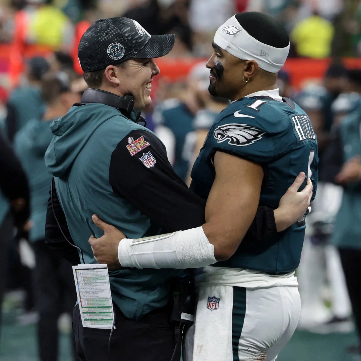 JalenCarterDPOY's tweet photo. Jalen Hurts and Kellen Moore laughed all the way to a Super Bowl ring. https://t.co/A082IqaiFt