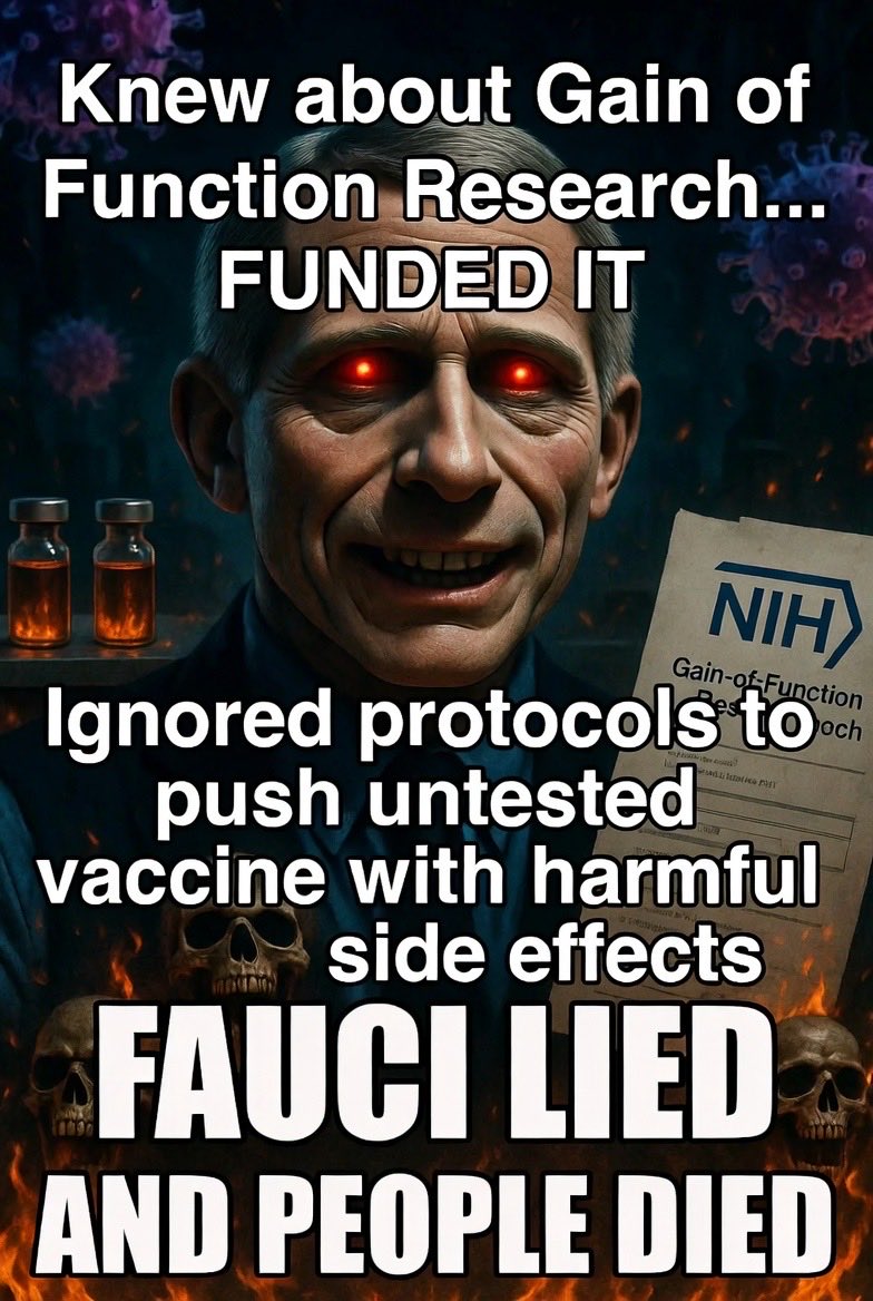 KibblesNBits's tweet photo. @DavidJHarrisJr Fauci Lied and People Died. He was funding gain of function research that was prohibited by congressional legislation that was bipartisan. His actions killed millions of people and destroyed millions of people’s businesses. https://t.co/vKAhdN9dy9