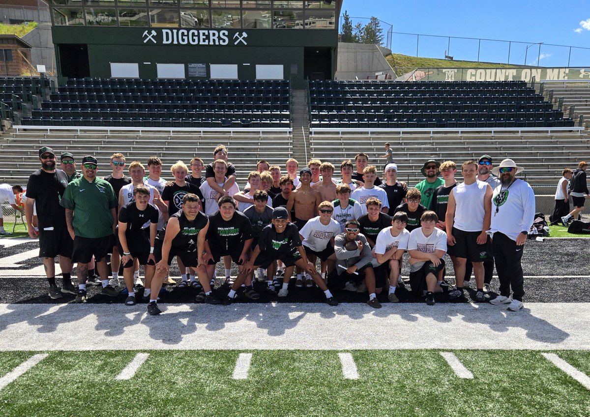 BelgradeFB's tweet photo. The boys COMPETED this week! Thank you @MonTechFootball staff for putting on a great camp! Saw some good teams, played some great football, and got better! #PantherBuilt #1percentbetter #compete #godiggers #CodeGreen https://t.co/OgthQZigmv