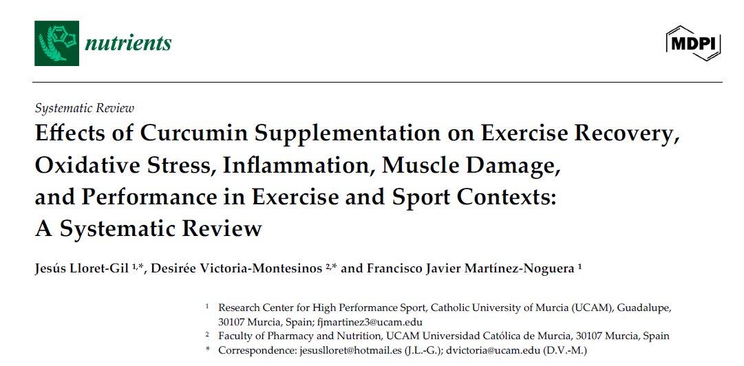 Desiree_VicM's tweet photo. Happy to share our new systematic review published in Nutrients on curcumin supplementation, exercise recovery, oxidative stress, inflammation, muscle damage, and performance.

DOI: https://t.co/dwgWmgSv8e https://t.co/b0ooxTuNh8