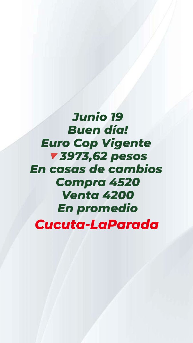 Cotizaciones_2's tweet photo. Buen día!
Tasa de cambio promedio relación Bolívar-Peso-Dolar-Euro acá en Cucuta-LaParada Colombia 
Únete a nuestro grupo de telegram 
https://t.co/Apbv2aF8uN https://t.co/6iFubMDI1U