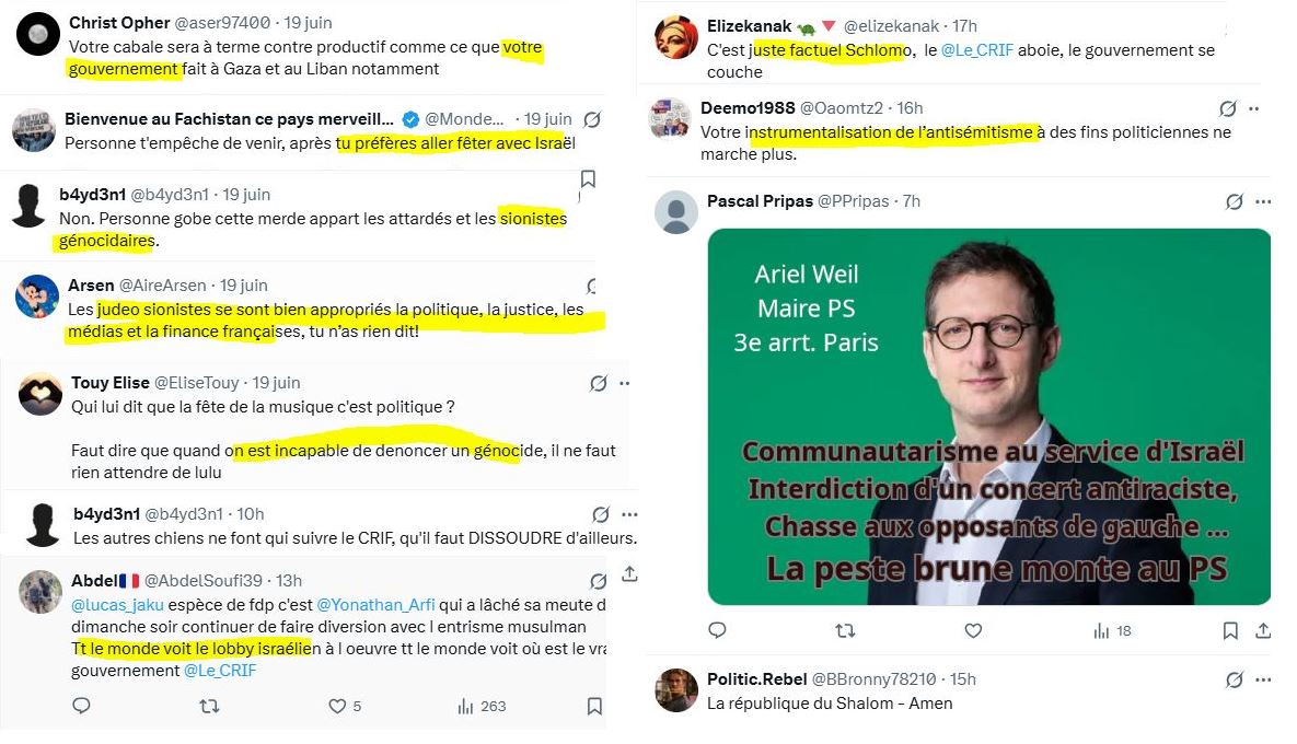 lucas_jaku's tweet photo. 🔻LFI n'est pas antisémite. 

Etrange toutefois de voir que parmi les nombreux profils ayant émis des réserves sur le "concert-meeting" de la Fête de la musique, les cadres LFI visent surtout Ariel Weil, le Crif et Yonathan Arfi.

La base a bien compris, voici ce que je reçois😂 https://t.co/CjHyDzHsu3
