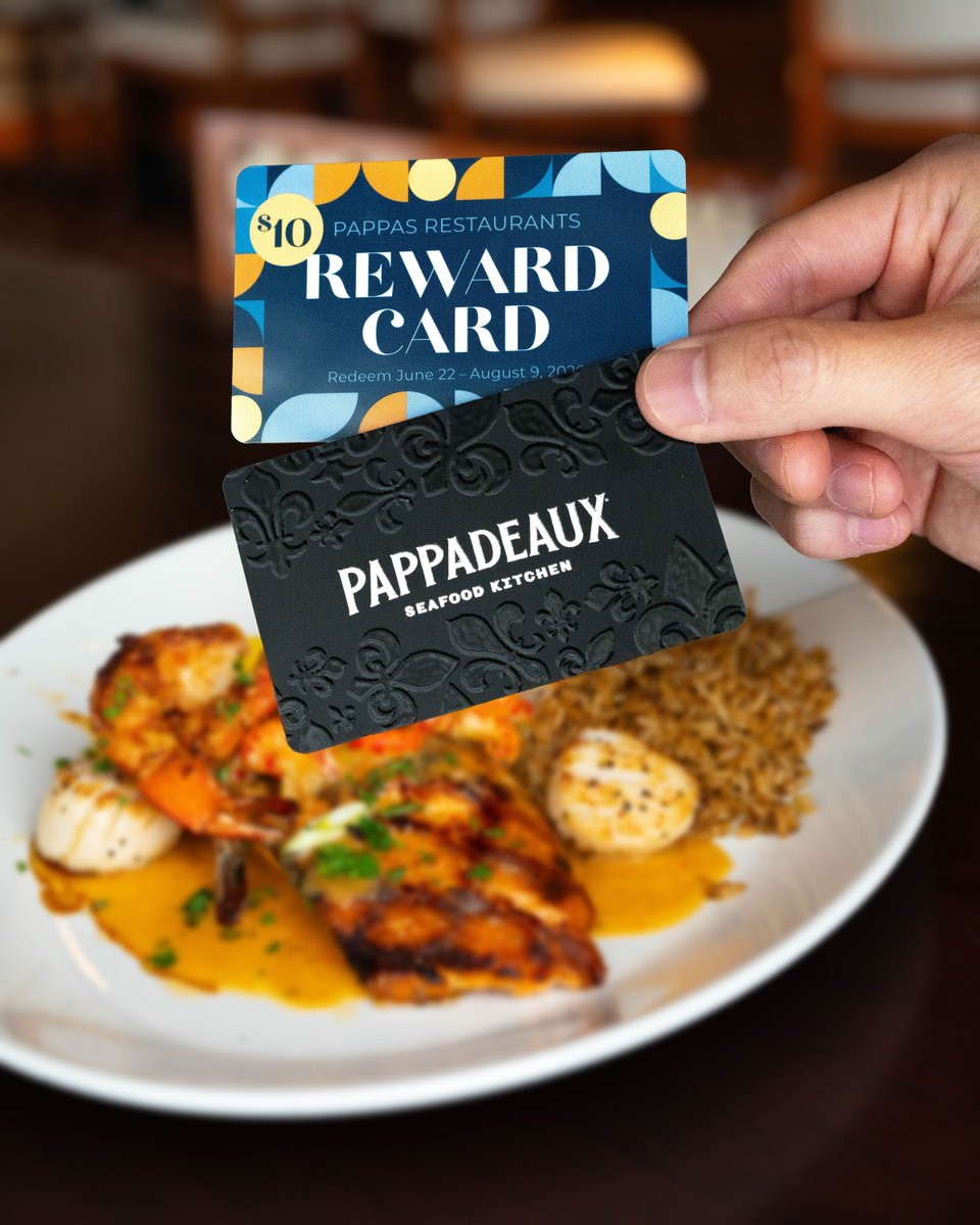 Pappadeaux's tweet photo. Last chance for a little extra. ✨ Get $10 for every $50 purchased in Pappas gift cards—offer ends Sunday, June 21! 

https://t.co/NEkekknvlF https://t.co/ZXcDjnaksS