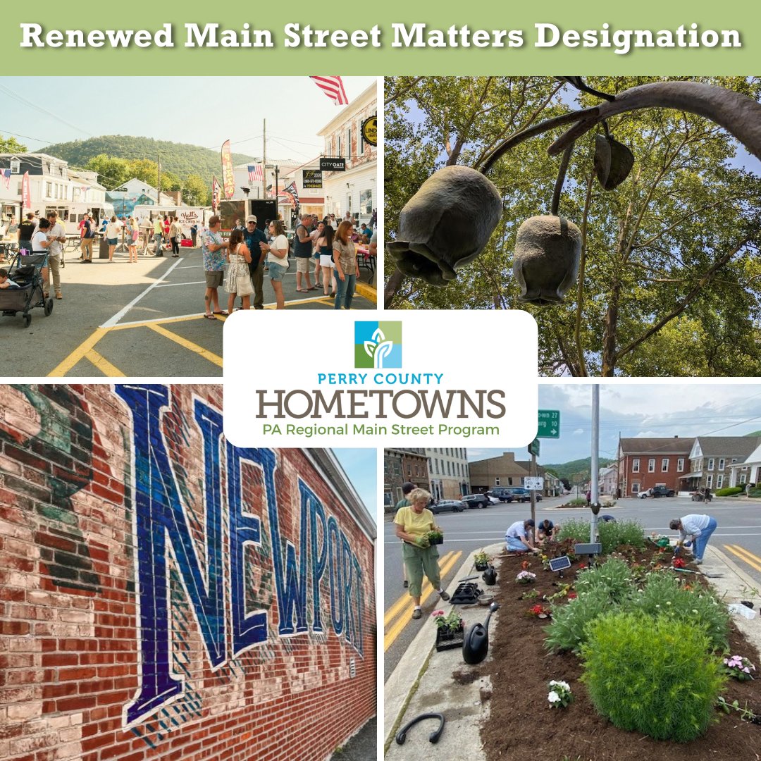 TCRPC's tweet photo. The #PerryCounty Hometowns initiative has extended the deadline for its Downtown Perception Survey through June 24. The program aims to share transformation strategies across the county's nine boroughs. Learn more and participate here: https://t.co/xJ9rxzCCcn #CentralPA https://t.co/EF5Kq1T3xy
