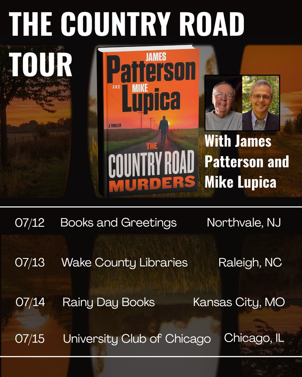 JP_Books's tweet photo. Country roads, here we come! 
My good friend Mike Lupica and I will be coming to a town near you to talk the thriller of the summer (we'll sign it, too). Will we see you there? 🤠🏈 https://t.co/Gy09NGVR3F