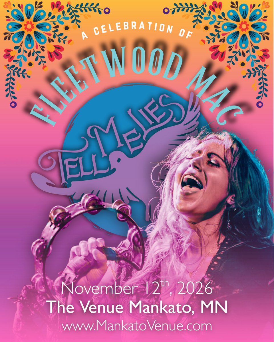TheVenueMankato's tweet photo. Some nights are concerts.
Some nights become memories.

On November 12, step into an evening of timeless songs and unforgettable harmonies as Tell Me Lies at The Venue.

🎶 Dreams. Landslide. Everywhere. Go Your Own Way.

🎟 Tickets available now:
https://t.co/NfnW6JmqU6 https://t.co/84OvNutpv4