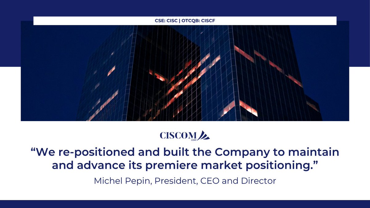 CiscomCorp's tweet photo. Ciscom Corp. CEO Michel Pepin says the Company spent 2025 strengthening its foundation and reinforcing its market position.

For more details 🔗 https://t.co/q2QB7al9r4 
___
🇨🇦 CSE: $CISC.C | 🇺🇸 OTCQB: $CISCF

#AdTech https://t.co/xQt2Xgu1Um