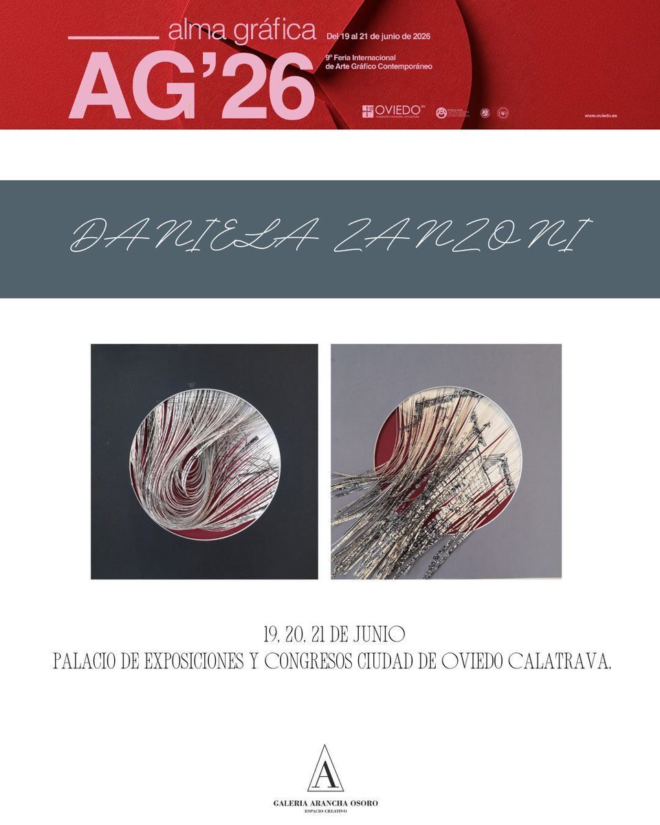 GAranchaOsoro's tweet photo. Hoy viernes, y hasta el domingo, en el Palacio de Exposiciones y Congresos (PEC): alma gráfica 2026

Nuestra propuesta con Iyán Castaño y Daniela Zanzoni

#Oviedo #artecontemporáneo #Asturias https://t.co/PArLFFyrUP