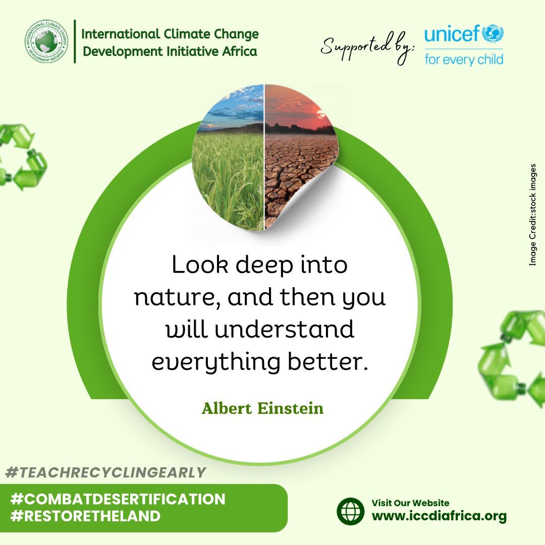 ClimateWed's tweet photo. Look deep into nature, and then you will understand everything better.— Albert Einstein
#CombatDesertification #RestoreTheLand https://t.co/Tj0KapLcZM