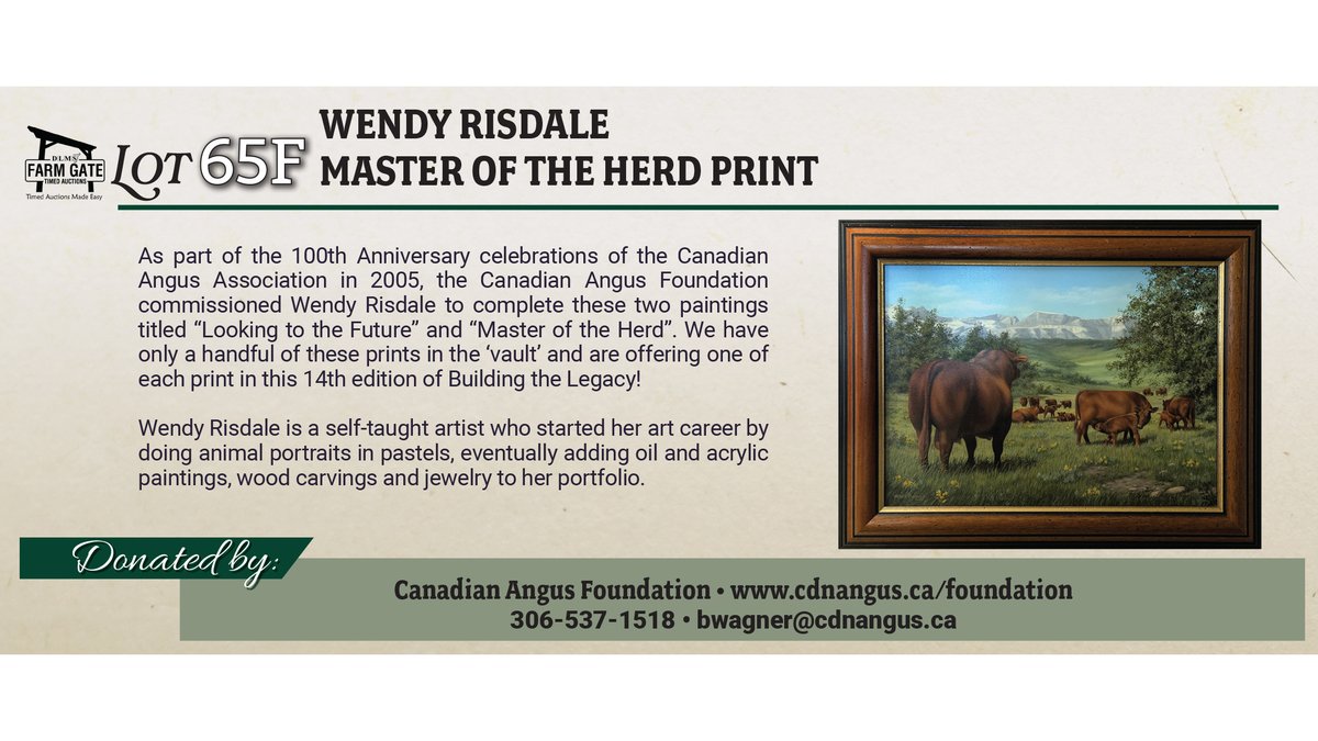 cdnangus's tweet photo. Feature Lot: 65F, Donated by the Canadian Angus Foundation. Building the Legacy 14 is June 25, 7:00 pm, Kamloops, BC &amp; online @ DLMS. Angus genetics/services/items/experiences. See the full catalogue here: https://t.co/P1AtmWVoQ8 #cdnangus #canadianangusfoundation https://t.co/mNcq4endsc