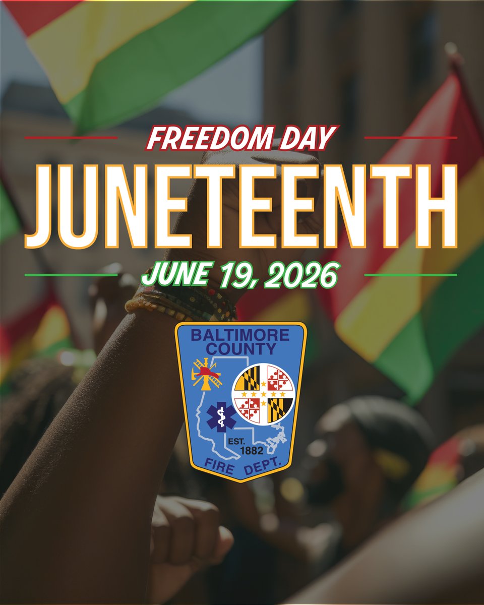 BaltCoFire's tweet photo. Today, we honor #Juneteenth — a powerful celebration of freedom, resilience, and progress. As we recognize this important day, we also honor the history, contributions, and enduring strength of the Black community.
#Freedom #UnityInCommunity #CommunityStrong https://t.co/mvZlbQCBI3