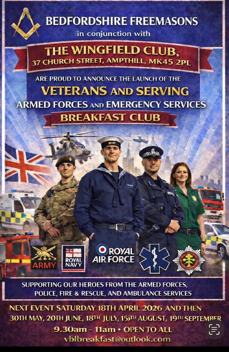 ptsdresolution's tweet photo. The next VBL Breakfast morning will be held TOMORROW - Saturday 20th June, 9.30am-11.00am @ The Wingfield Club, Ampthill ➡️ Open to all: Veterans, non-military blue light workers, partners - and their guests 😀 https://t.co/ZAgxMEQ0hw