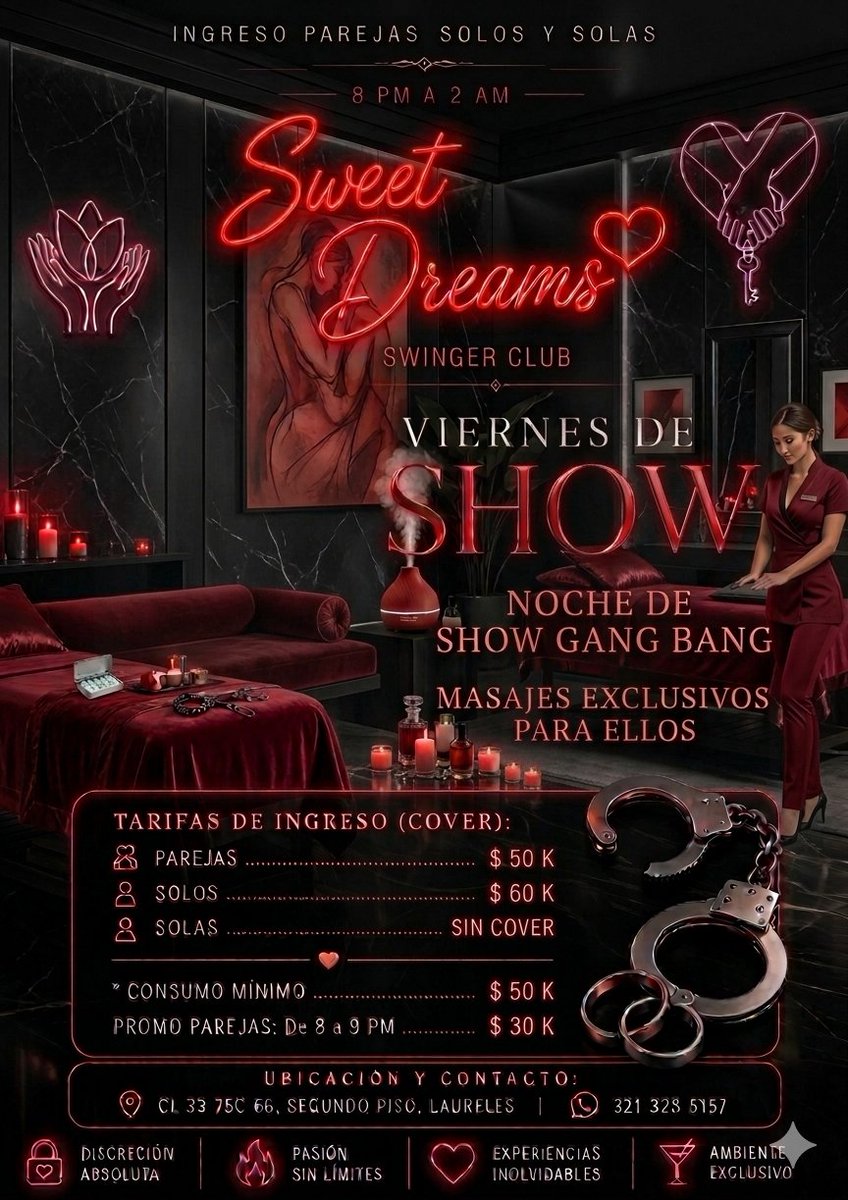 sweetdreams_sww's tweet photo. Hoy noche de #gangbangِ #viernes #SelecciónColombia #swingermedellin #mundialdefútbol2026 #ViernesDeSeducción #ViernesCogelón #Medellín #swinger #barsw
#masajes @Swingers_Med https://t.co/vOQzLk9f51