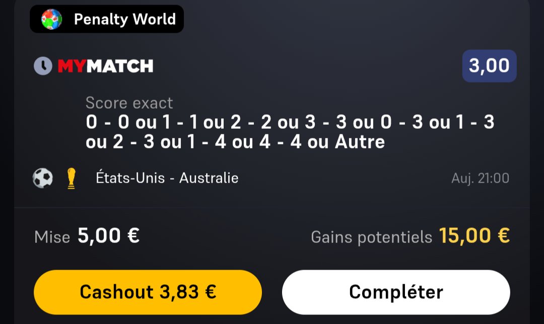 BetClem_'s tweet photo. PÉNALTY WORLD 🌍 19/06 🗓️

🇺🇸 Vs 🇦🇺
@3.00
https://t.co/KqufFGHYR1
@3.00
https://t.co/XDIYj3y5zH
@3.00
https://t.co/WBtyBrExad

Pulisic incertain sinon j'aurais sûrement fait un 3ème MYMATCH avec lui décisif (mais pas dispo ce soir je bosse donc ceux qui veulent attendre c'est à vous de voir).

Début 21h00 🕘
❤️ Si tu soutiens 
#TeamParieur