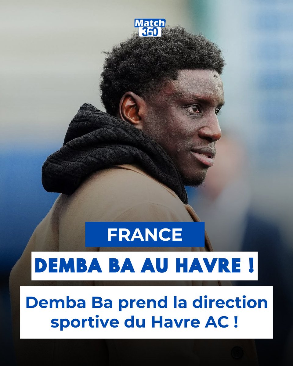 Match360TV's tweet photo. Demba Ba prend la direction sportive du Havre AC !
Une nouvelle mission pour l’ancien buteur, désormais dans les coulisses du club normand ✍️🔥
#HAC #DembaBa #Football #Match360 https://t.co/wjaHuJ17Ld