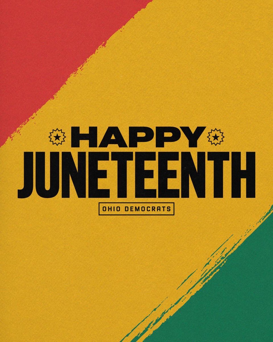 OHDems's tweet photo. As we continue to see escalating attacks on Black Ohioans' freedoms -- including the right to vote -- let us celebrate the Juneteenth holiday by recommitting to our work to fight back against these attacks and ensure that everyone can thrive in our state, no matter their race. https://t.co/V391X9iOA9