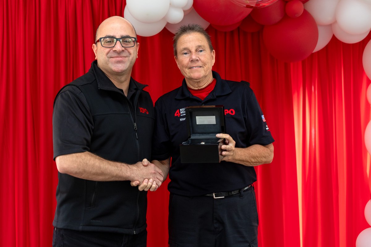 XPOLogistics's tweet photo. Congratulations to our driver Mary Kile on achieving four million consecutive accident-free miles! A Marine Corps veteran, Mary is the first woman in our company’s history to reach this major milestone. https://t.co/iFGfHN8UzI