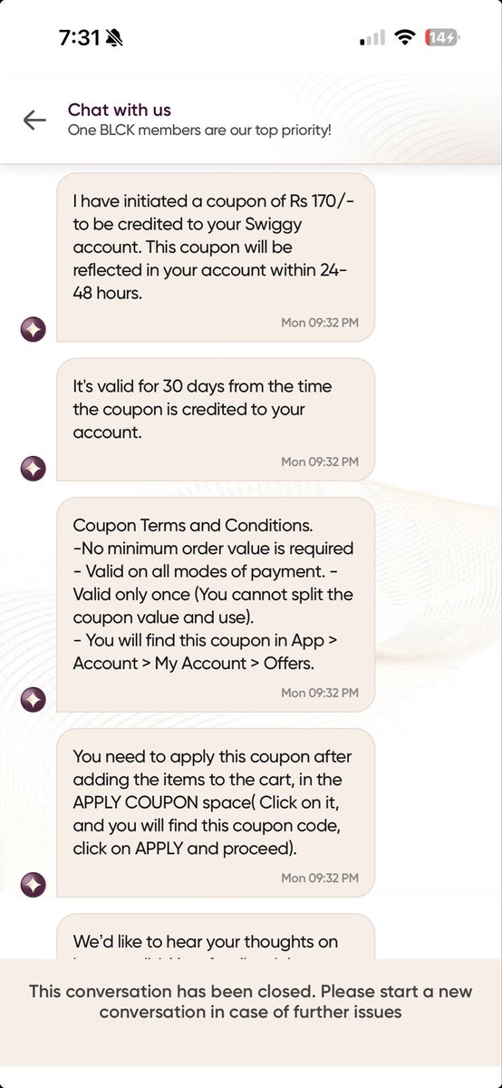 vibhyk's tweet photo. First charging more than MRP, then not even honouring the promise of a coupon. What is wrong with you? @Swiggy https://t.co/w3jYQej9su